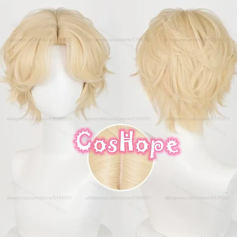 Luka Cosplay Wig 30cm Short Milk Golden Wig Cosplay Anime Cosplay Wigs Heat Resistant Synthetic Wigs  image 2