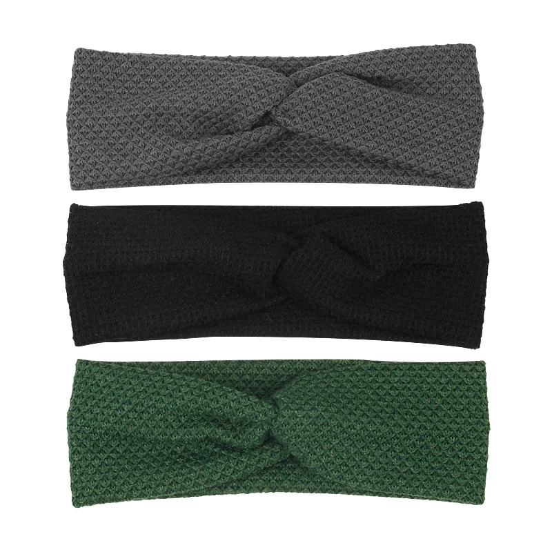 Geebro Women Knitted Cross Headbands Slouchy solid color Concise Texture Design Hairband Elastic Headdres Lady Hair Accessories
