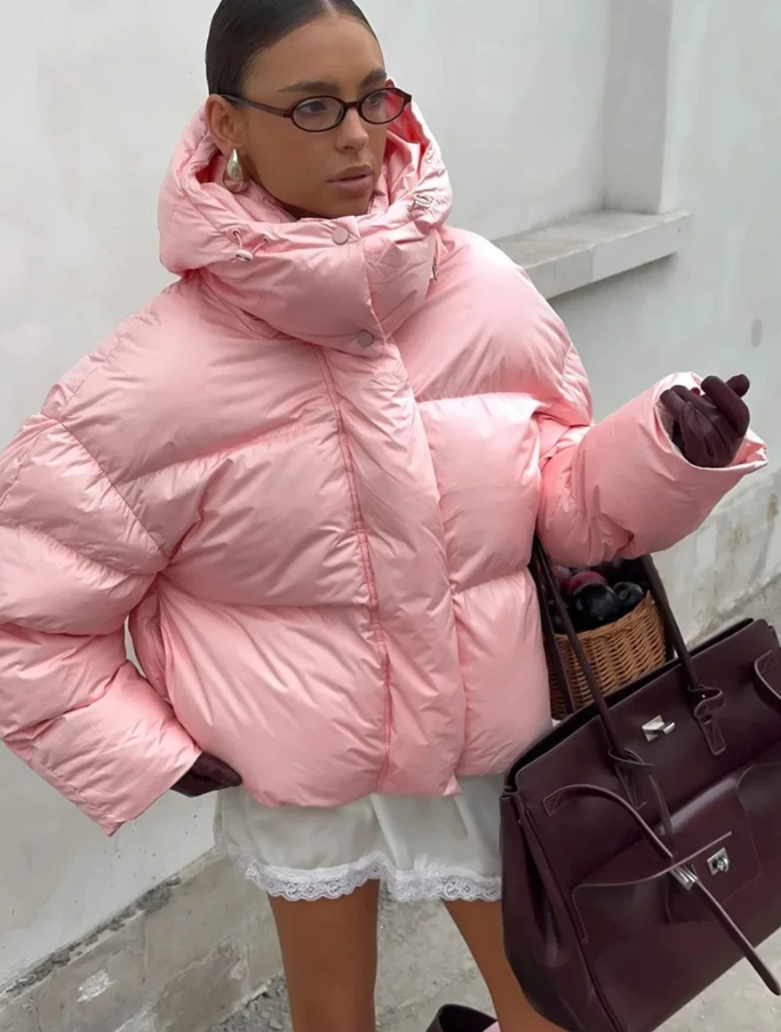 

Coat Casual Outdoor Outerwear Fashion Long Coat Women's Pink Winter Parka Thickened Hooded Padded Jacket Warm Cotton Bread Coat
