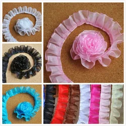 2,5 cm Breit Farbe Organza Plissee Orgel Tüll Spitze Band DIY Vorhang Kissen Tischdecke Trim Spielzeug Puppe Pet Kleidung Nähen material