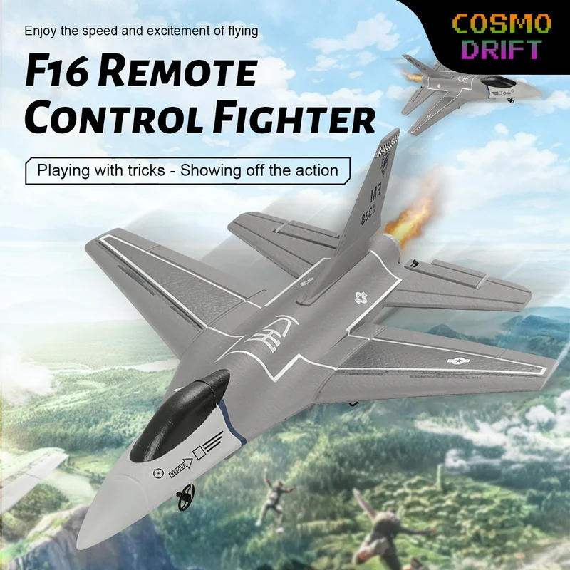 FX8823 F-16 Fighter Jet RC Plane 3-Channel Fixed Wing EPP Foam Glider Easy-to-Fly Hobby Model Ready-to-Fly RC Toy for Kids Boys
