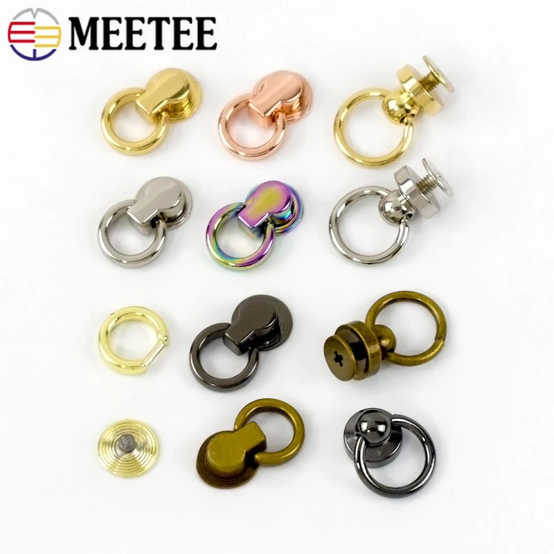 10/20Pcs O Ring Metal Buckle Chain Side Carabiner Clip Screw Rivet Clasp Bag Webbing Strap Connector Hook Leather Belt Handware