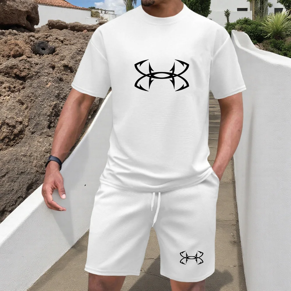 

Summer new men's short-sleeved T-shirt and breathable shorts two-piece set men's outdoor leisure fashion shorts running