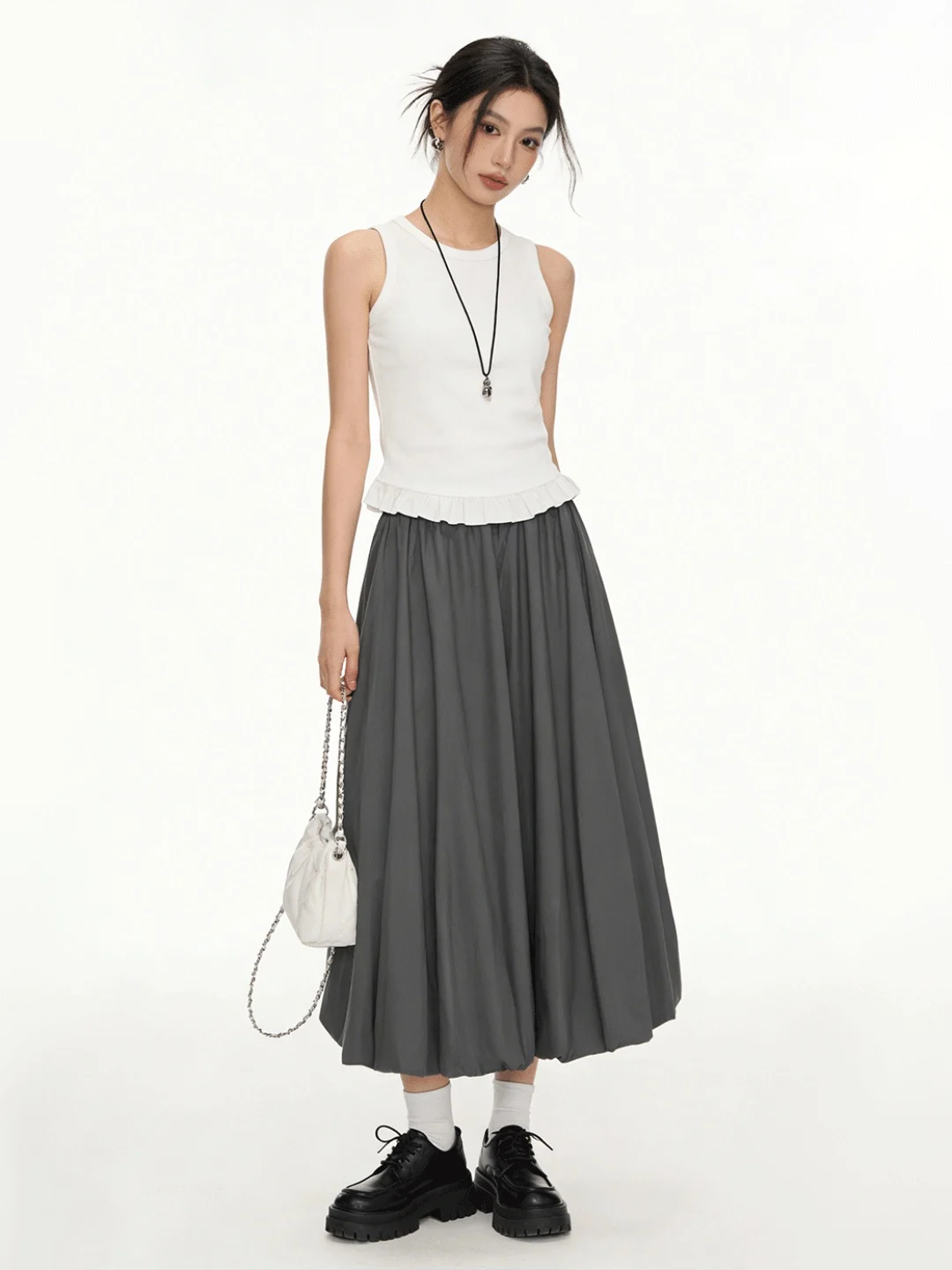 

Весенняя корейская универсальная юбка-зонтик с цветочным принтом, средней длины, женская, свободного кроя, с эластичной талией, стройнящая, А-силуэт, миди-юбка