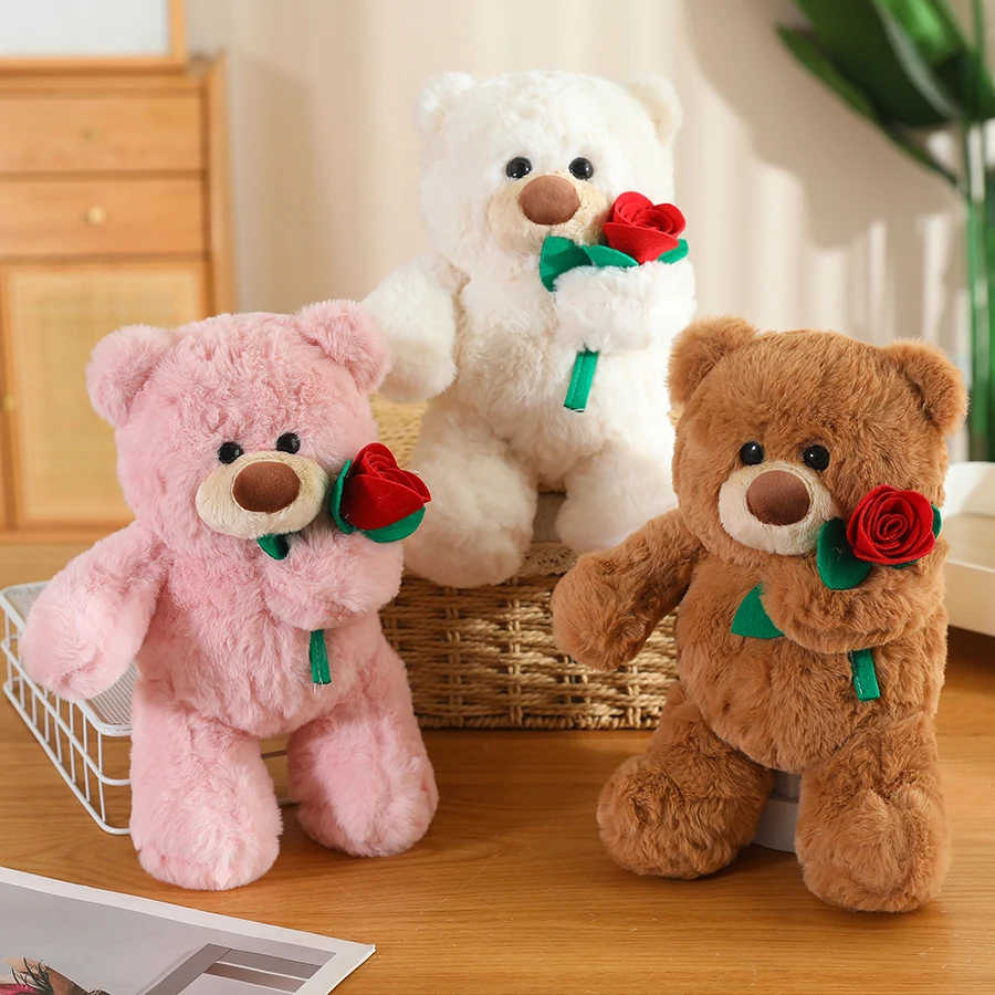 

Плюшевый мишка с розой, мишка-сердечко, мягкая игрушка, подушка для сна, подарок на День святого Валентина для женщин
