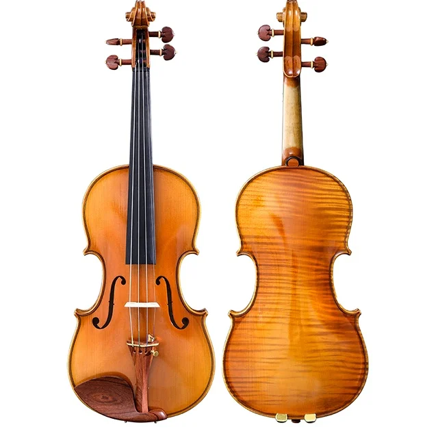 LZS 4/4-1/4 Violin Handmade German Violin Oil Varnish Solid Wood Violin With Bow