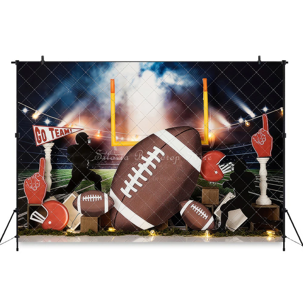 Rugby Game Photography Backdrop Go Team Sports Theme Photocall Boy First Birthday Cake Smash Photo Background Photo Studio Props