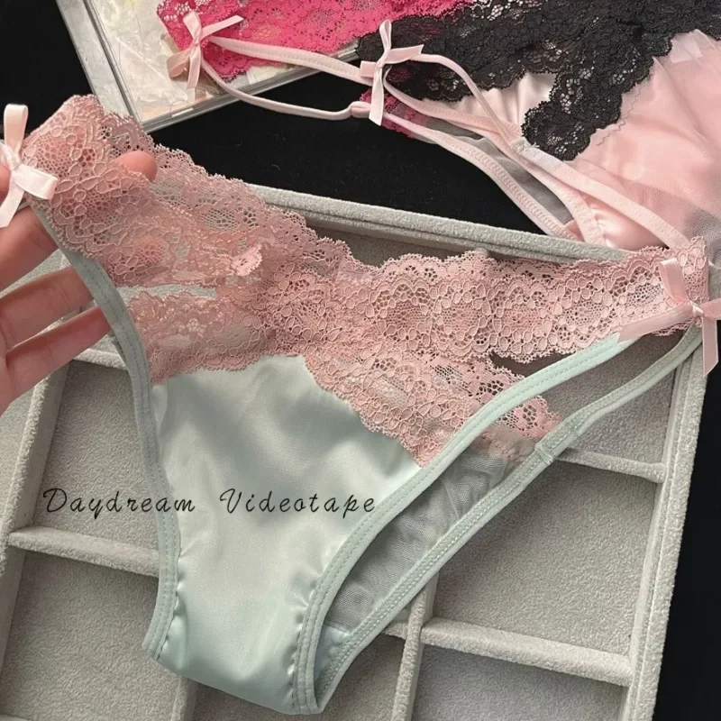 Lace Sex Appeal Pure Desire Hottie Underwear Maiden Netting Low Waist Briefs Hollow Contrast Colo Panties Women sexy thong