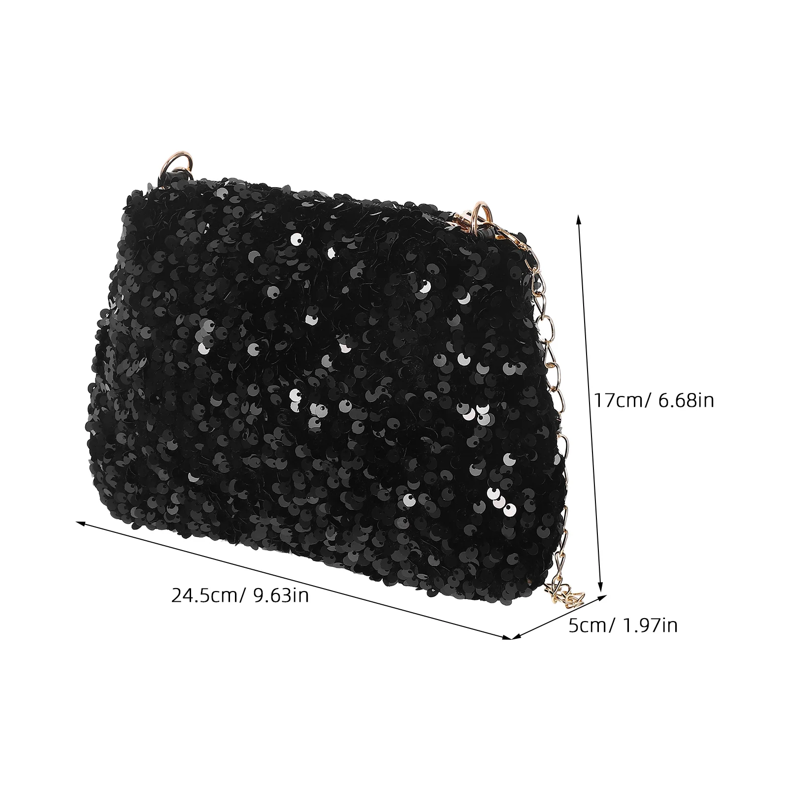 Shiny Sequin Square Bag Compact Glitter Crossbody Purse Adjustable Chain Strap Evening Clutch For Women Party Prom Wedding Mini