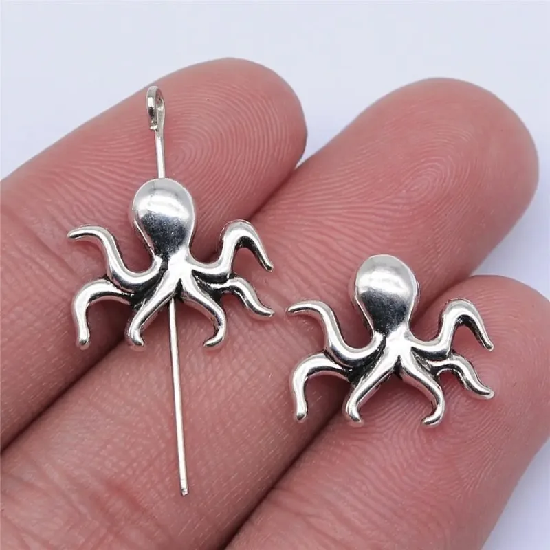 160 Stück antiksilberfarbene Oktopus-Abstandshalter, 16 x 14 mm, für DIY-Armbänder, Ohrringe, Schmuckherstellung, Großhandel – Detail 1