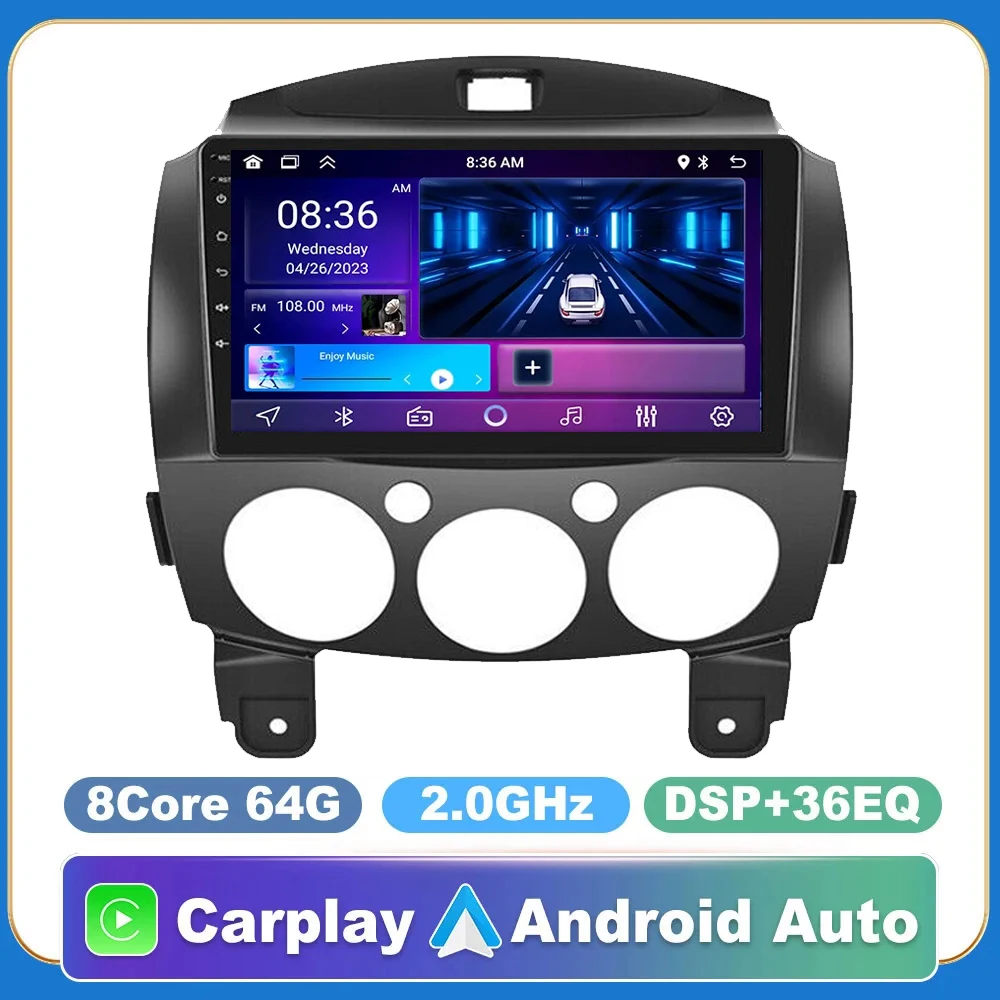 

Android 14 Car Radio For Mazda 2 2007-2014 Multimedia Video Player Carplay AUTO GPS Navigation Stereo Head Unit No 2din DVD