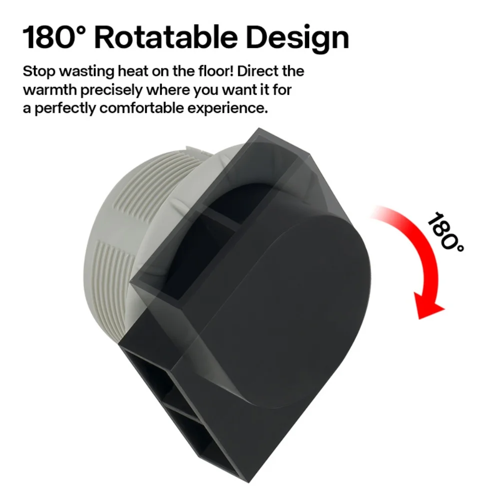 RV Warm Air Vent Adapter with Full Rotation Capability for For camper Air Distribution Systems and Heating Ducts
