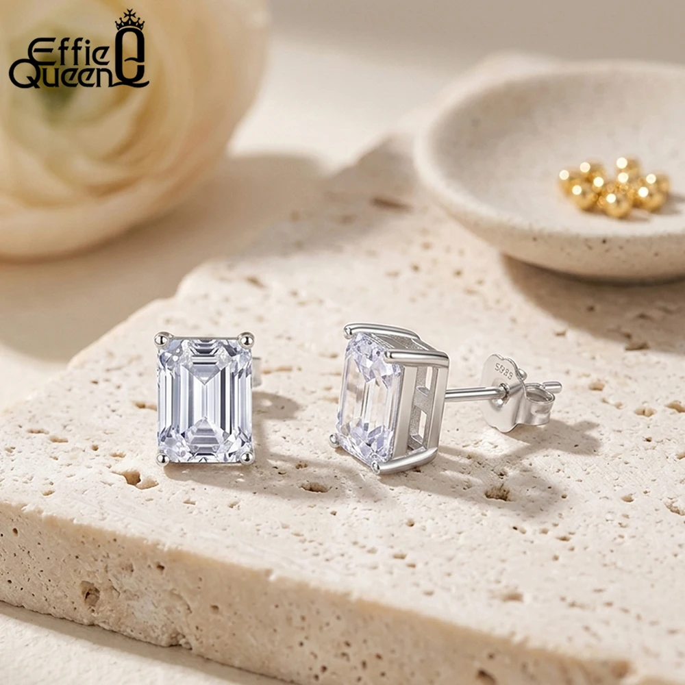 

Effie Queen S925 Sterling Silver D VVS1 Moissanit Earrings For Women Men Sparkling Wedding Jewelry Trendy Stud Earrings MOE08