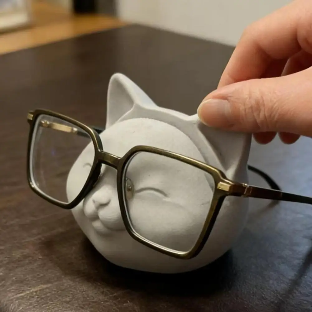 Office Glasses Holder Cute Cat Face Glasses Holder Stand Resin Eyeglasses Display Rack for Desk Sunglasses for Nightstand