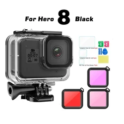 For GoPro 8 Waterproof Case With Filter Waterproof Black Dive Case for Go Pro8 Housing Underwater Action Camera Accessories