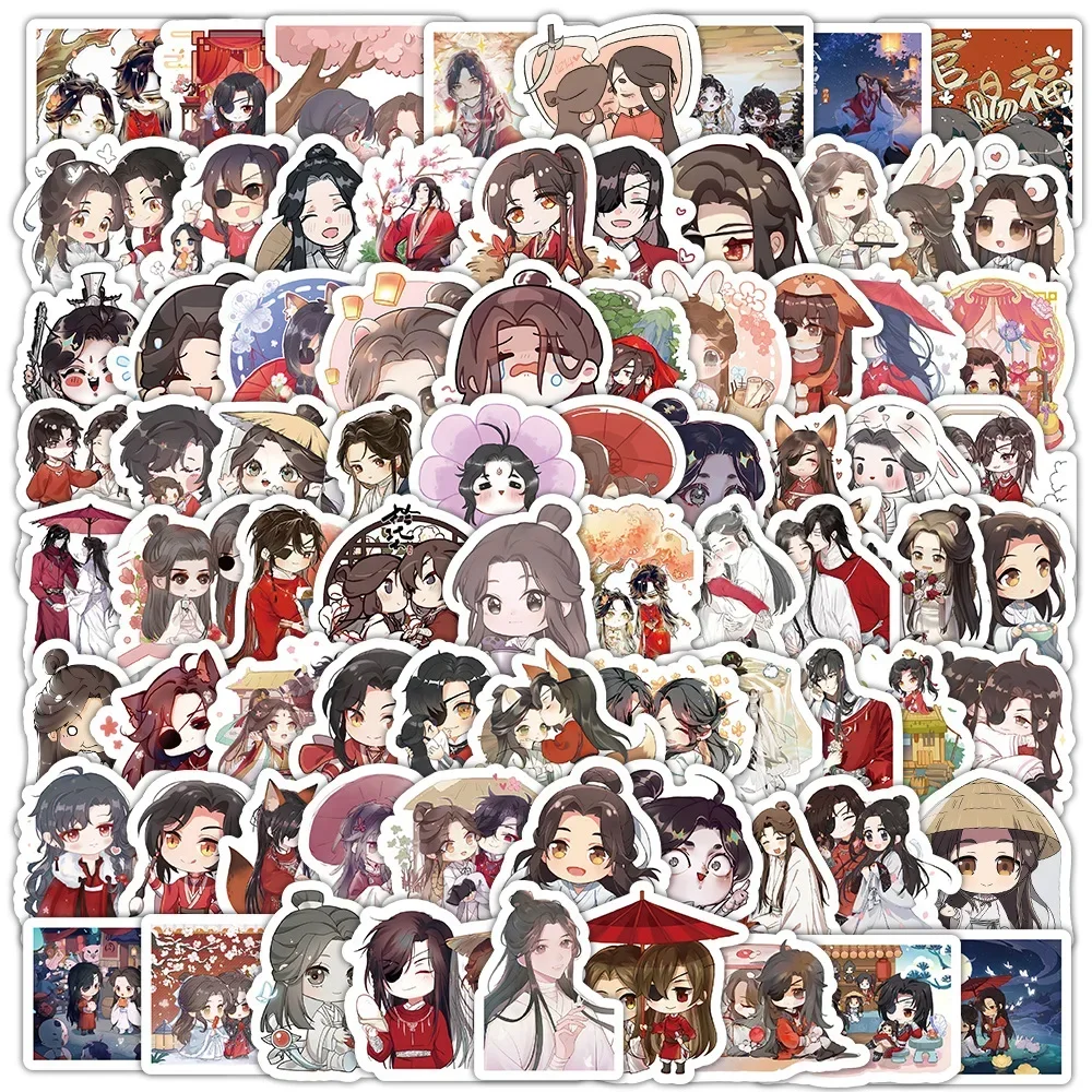 50/103pcs Cartoon Heavenly Officials Bless Stickers Waterproof Computer Mobile Phone Skateboard Suitcase Decoration Sticker