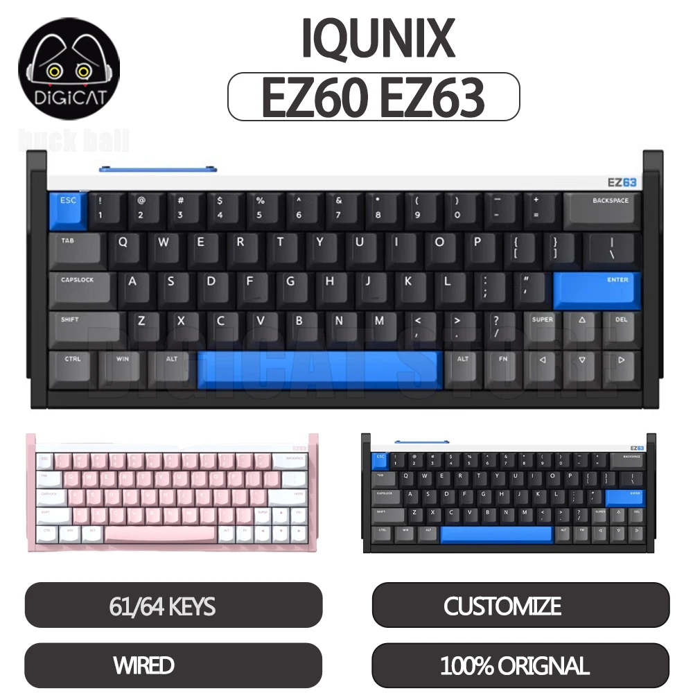 IQUNIX EZ60 EZ63 Esports Magnetic Switch Mechanical Gaming Keyboard Keycaps PBT Wired Keyboard CNC Customized Keyboards Gifts