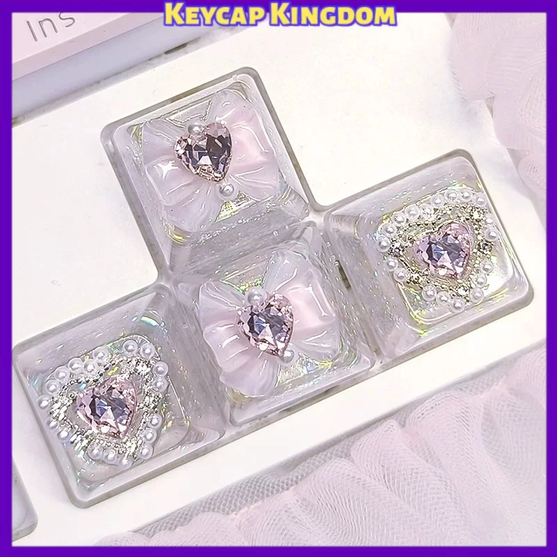 Original Love Bow Custom Artisan Keycap Mechanical Keyboard Handmade DIY Point Keycap Supplement Key Cute Accessories Girl Gift