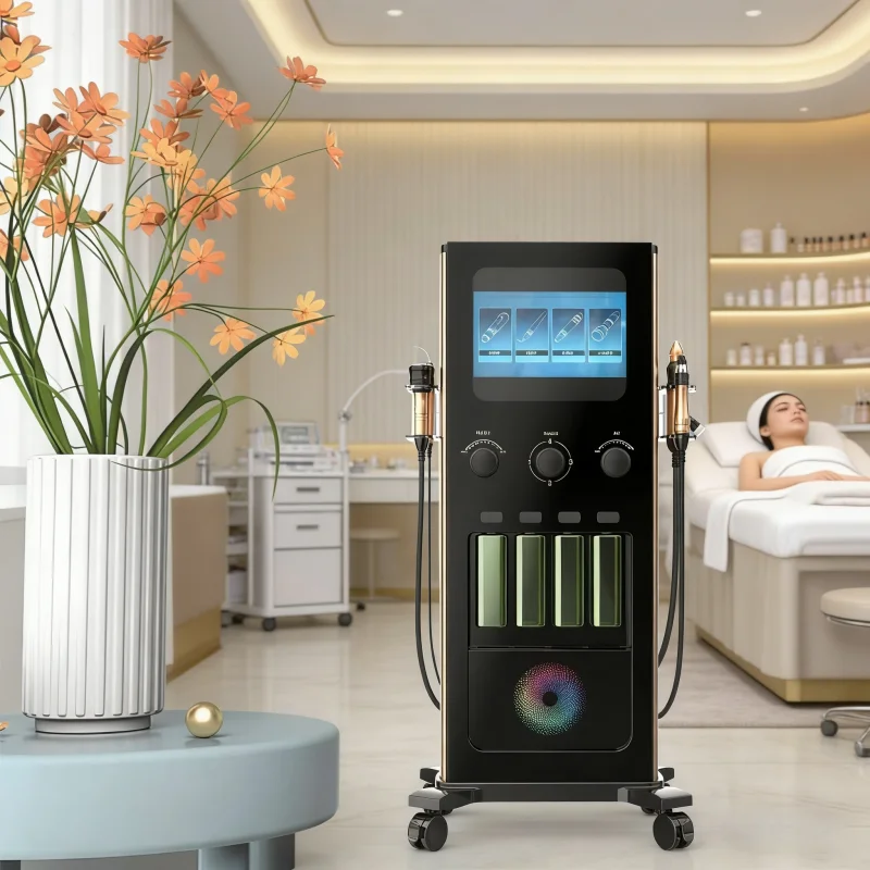 

Многофункциональный портативный аппарат 4-в-1 для ухода за кожей лица с кислородом и перекисью водорода (H2O2): массажер, устройство для лифтинга и очищения кожи