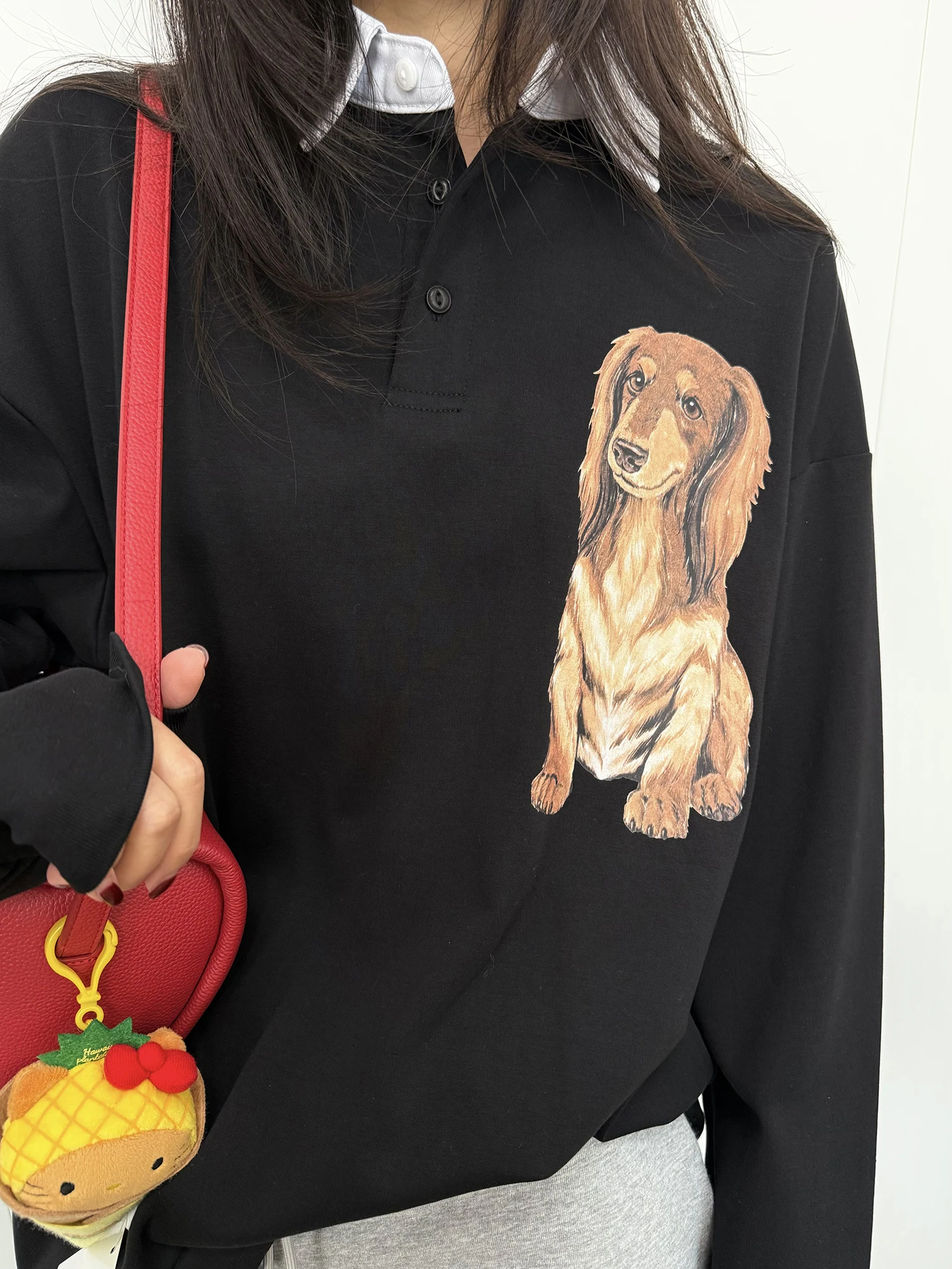 

Aboutkeke Korean Sle Long Sve Loose Casual Ne T-irt for Women Print Patchwork Top Spring Faion Ladies' Clothing