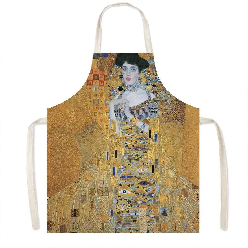 Oil Painting Kiss Tears By Gustav Klimt Cooking Apron for Women Men Cleaning Tools Chef Waiter Pinafore Linen Kitchen Aprons