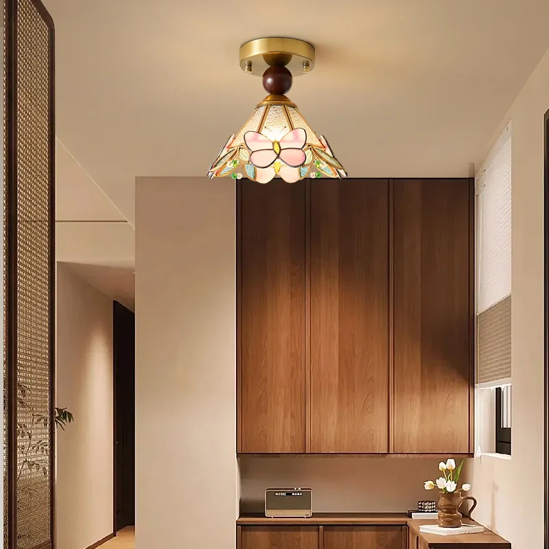 

American retro aisle entrance light French romantic medieval balcony corridor ceiling light designer butterfly