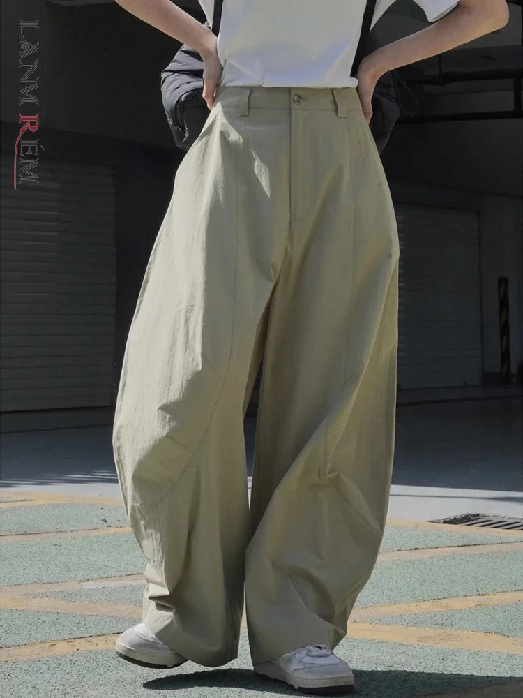 

LANMREM Fashion Wide Leg Pants For Women High Waist Solid Lantern Trousers Korean Style Clothing 2024 Spring New 26D8784