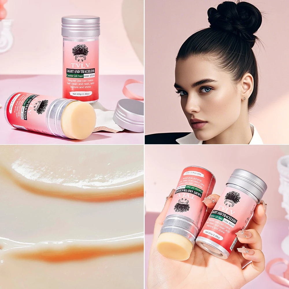 

65g Castor Oil Solid Styling Wax Stick With Strong Styling Hair Gel Hair Wax Stick Flyaways Strong Hold Edge Finishing Broken