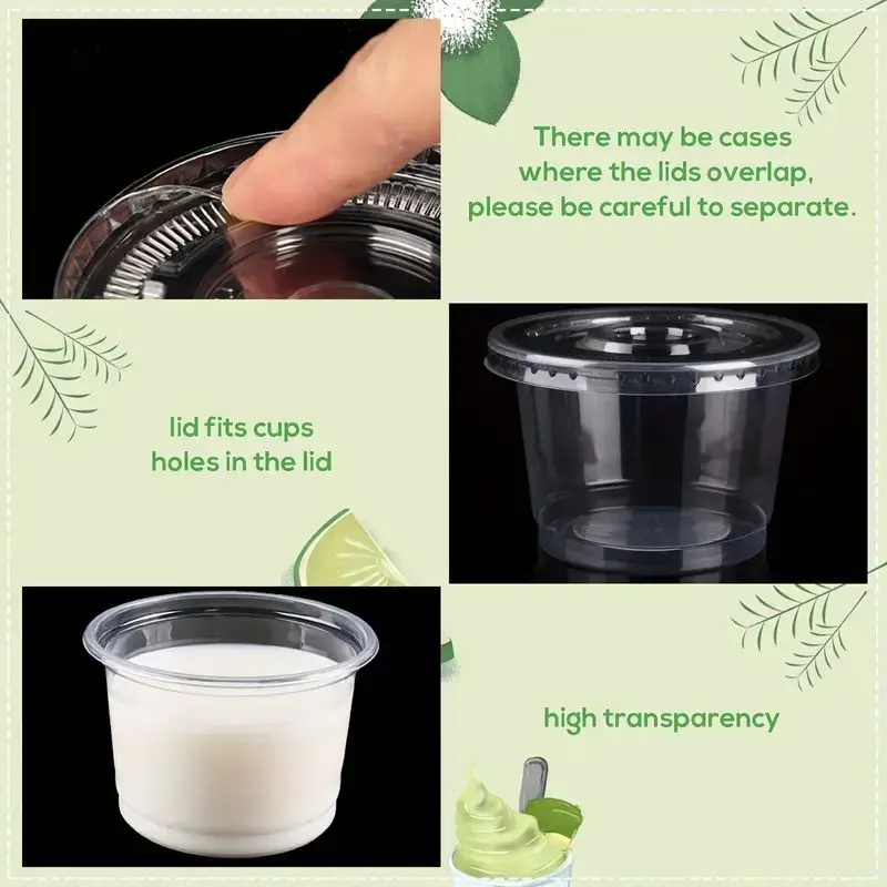50pcs 5.5oz Disposable Plastic Cups with Lids Perfect for Ice Cream Drinks Soups Snacks Desserts & More!