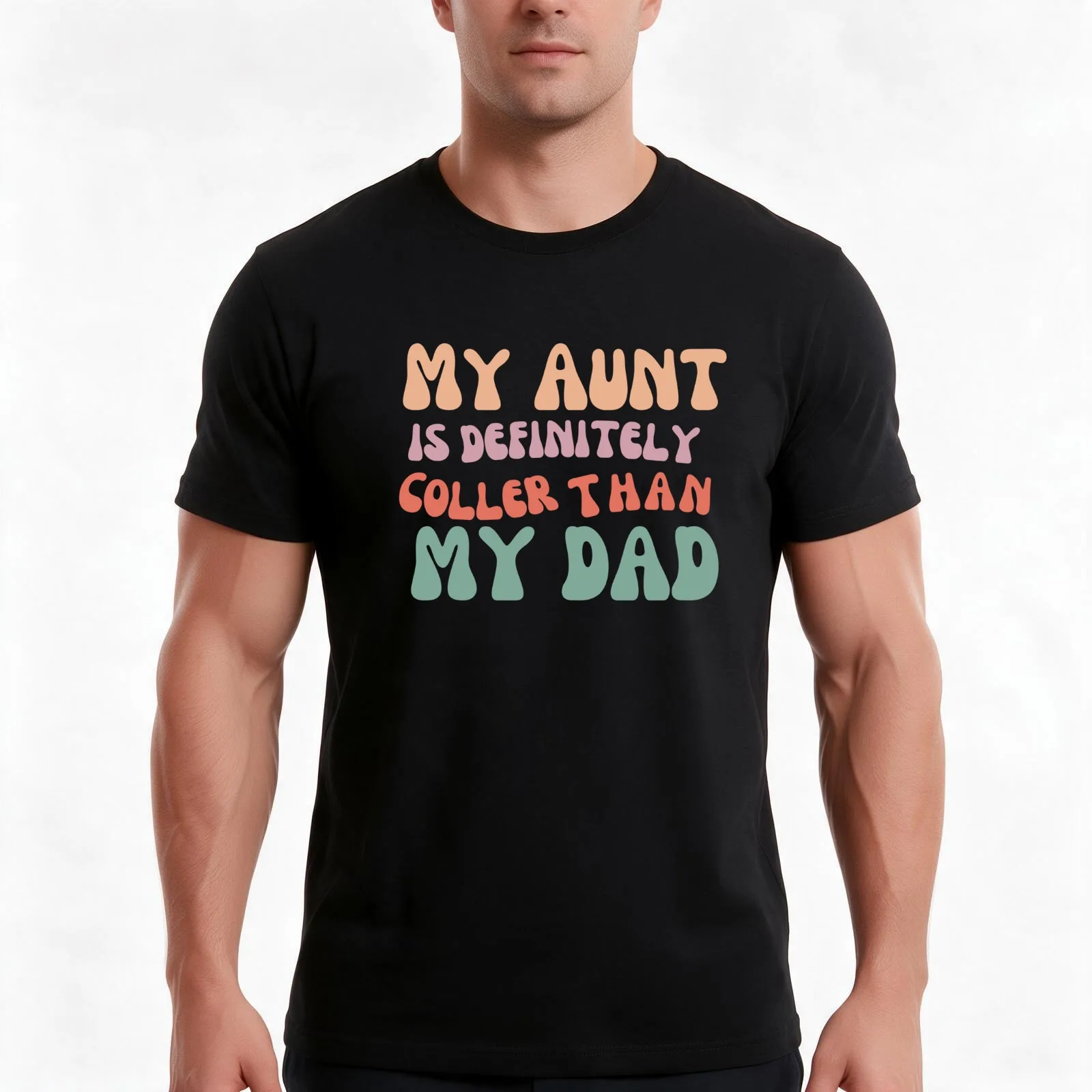 My Aunt Is Definitely Cooler Than My Dad Baby Shower Family Auntie T-Shirt, Summer Casual Cotton Tee, Oversized Streetwear Tops