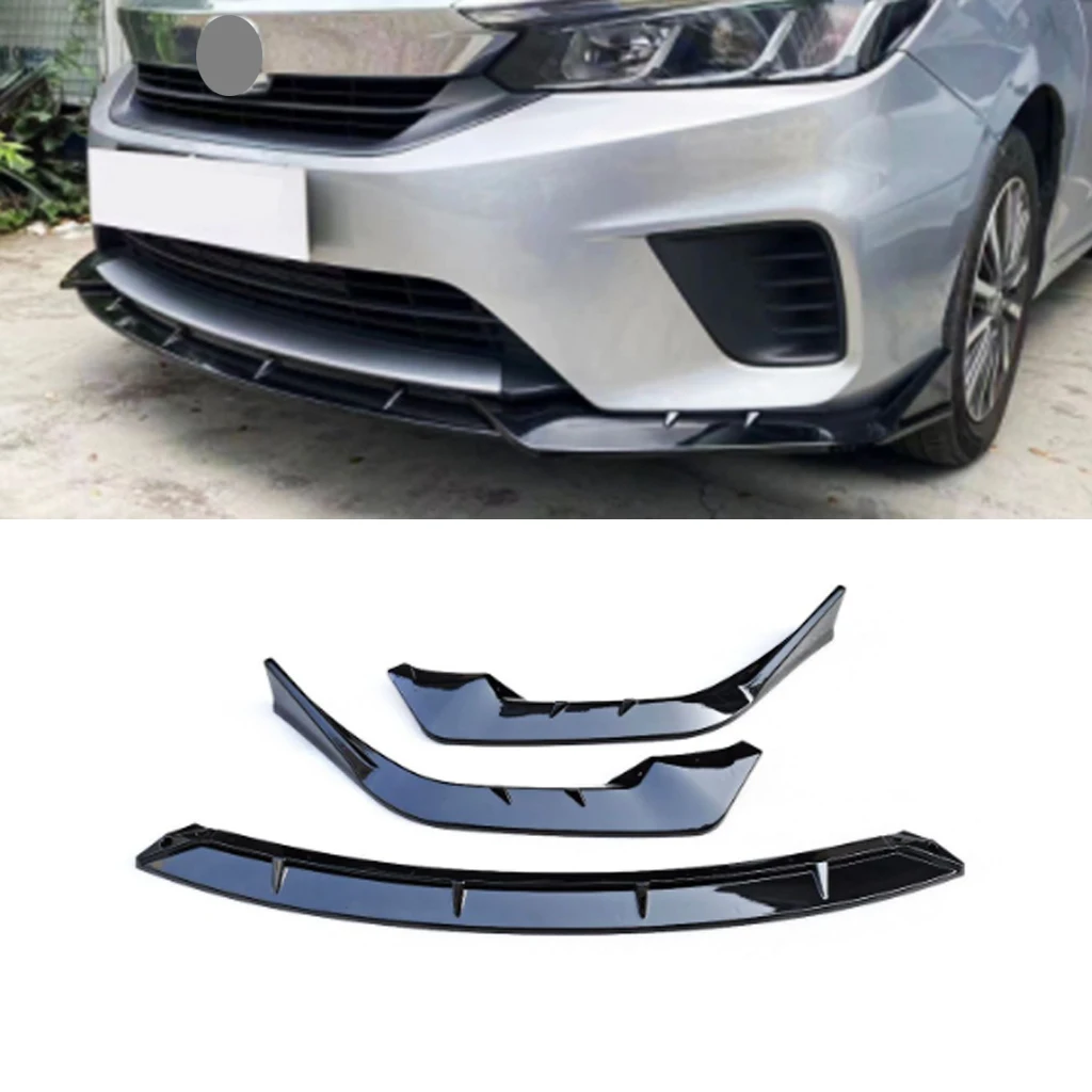 

Front Bumper Spoiler Lip Lower Body Kit Diffuser Splitter Tuning Guard For Honda City RS 2020 2021 2022 2023 ABS Glossy Black