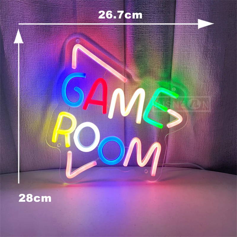 Game Room Neon Sign Acrylic USB Powered Bedroom Decorative LED Wall Light for Gaming Setup Home Bar Art Decor Man Cave Neon Sign