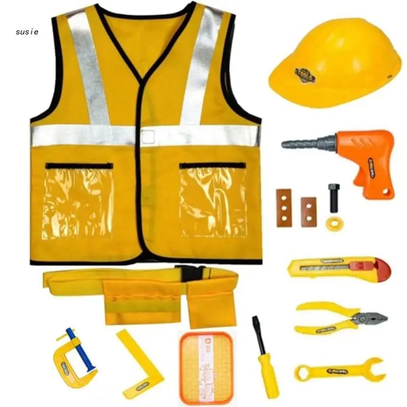 

X7YA Worker Costume For Kids Construction Worker Costume For Boys Halloween Dress Up