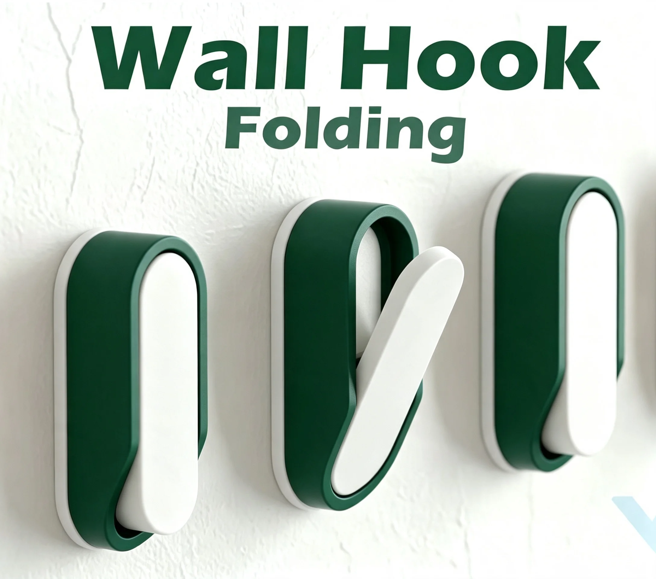 Foldable Wall Hook, No Drilling Self‑Adhesive Hanger, Eco‑Friendly Degradable Material,  for Bathroom Kitchen，Max 1kg load