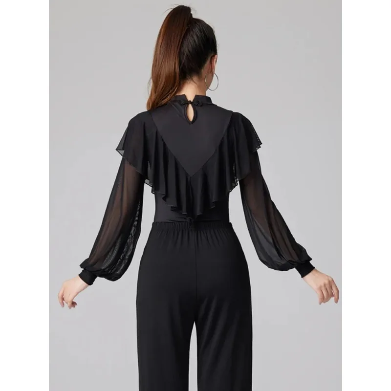 

Latin Dance Top Women's ort Sve Practice Dancewear Cotton Polyester Material Suitable for Samba Rumba And More