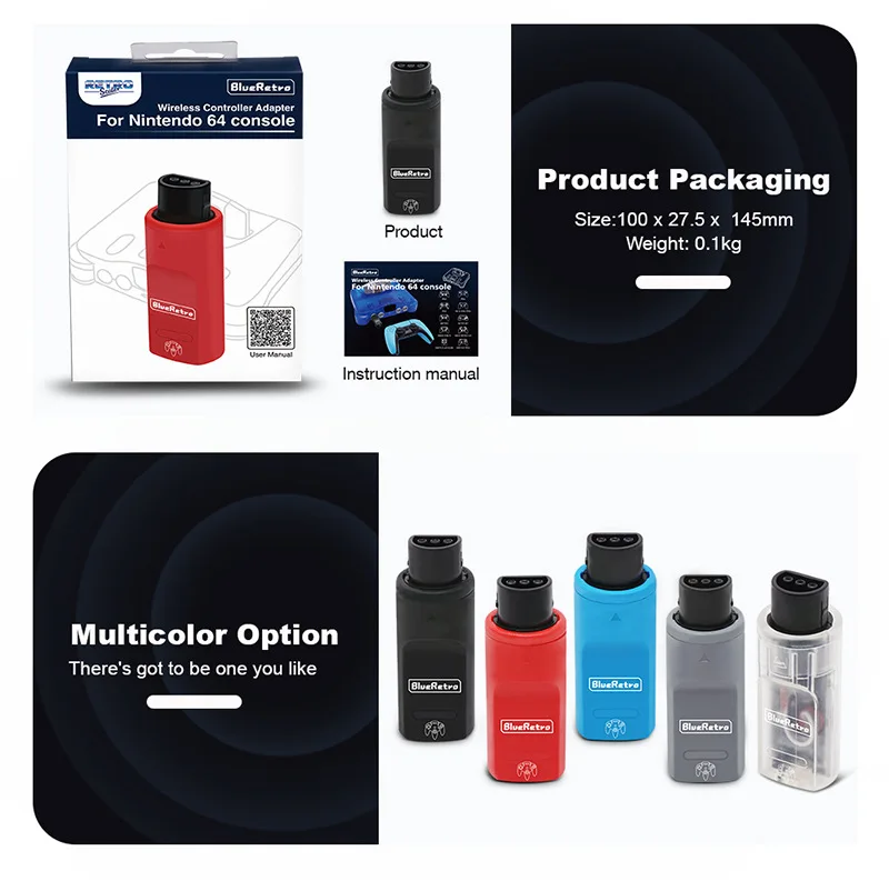 2025 BlueRetro Wireless Game Controllers Adapter for Nintendo 64 Console to PS3 PS4 PS5 Nintendo Switch Game Contorllers