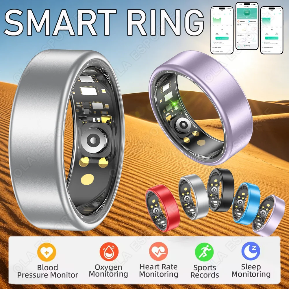 

For Smart Ring Men Women Bluetooth Monitor Blood HeartRate Blood Oxygen Monitor Smartring Multi Sport Mode 5ATM Waterproof 2025