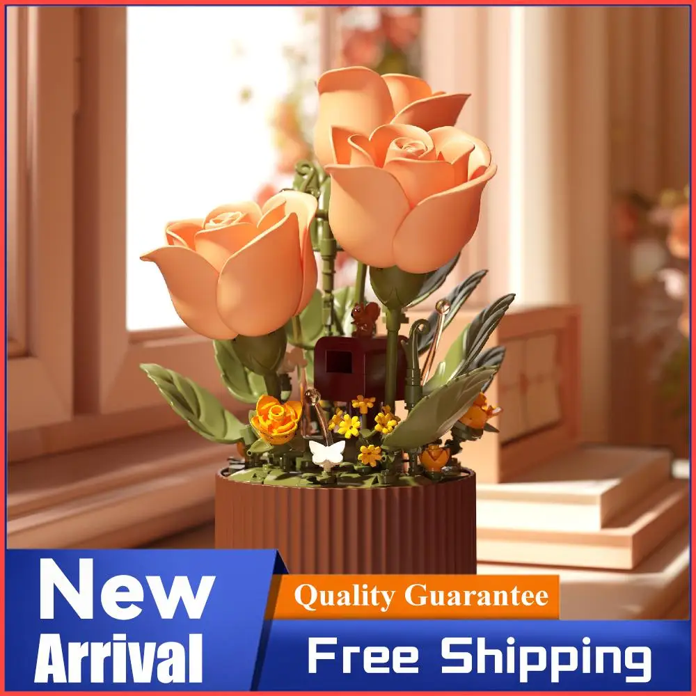 

Mechanical Flower Kit Remote Control Automatic Bloom Dynamic Building Block Flower with Lights & Sound for Kids Adults Toy Gift