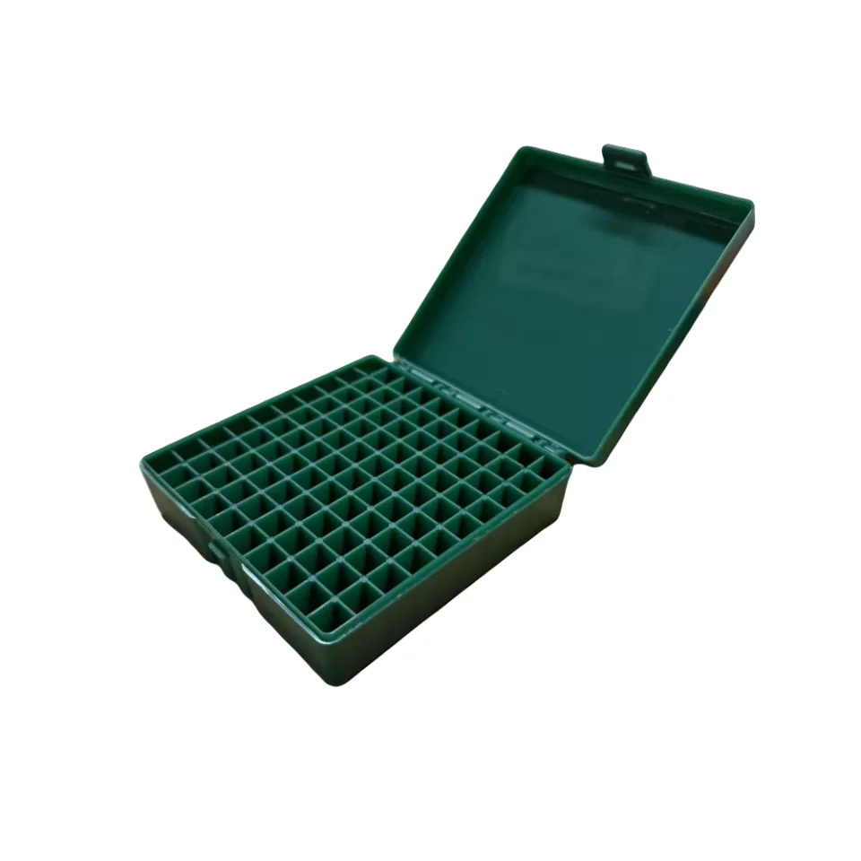 100 rodadas caixa de armazenamento de munição tática para 9mm rifle pistola munição balas caso titular flip-top dobradiça-top design