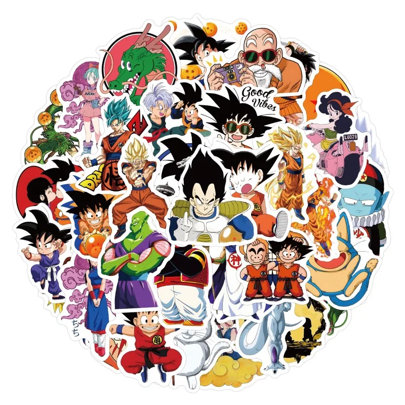 50pcs Animated Dragon Ball Cartoon Graffiti Stickers Suitcase Water Cup Stationery Refrigerator Mobile Phone Decoration Stickers