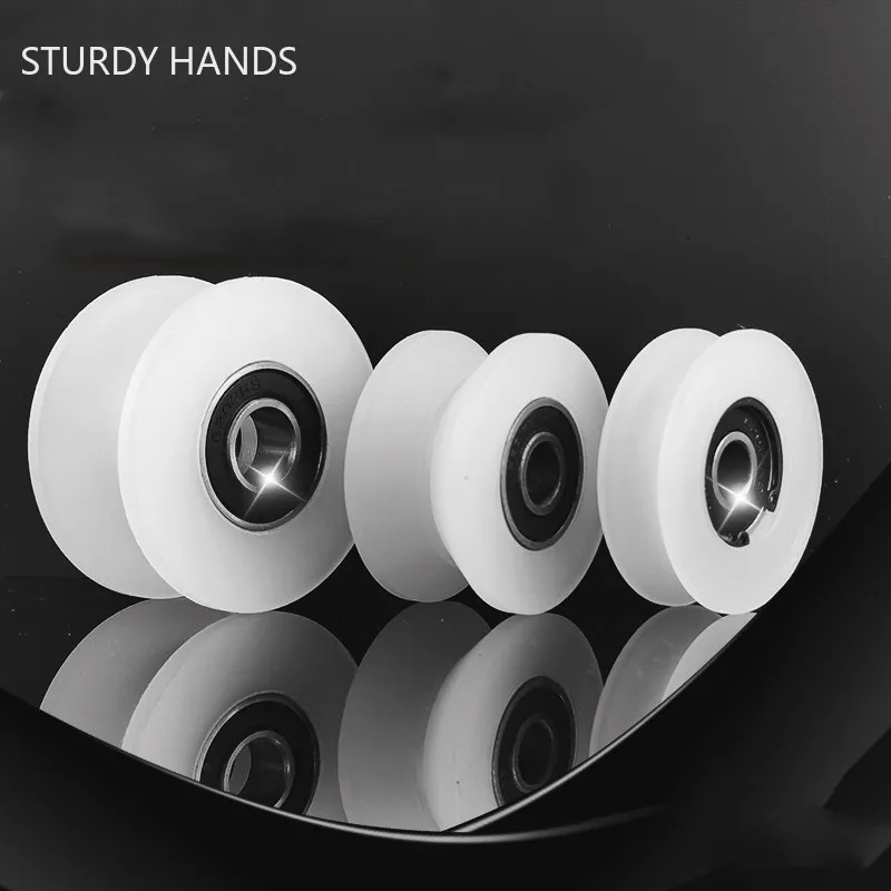 Nylon H-shaped Track Wheel Round Pipe Hanging Wheel Rail Single Wheel Silent Pulley Sliding Door Groove Rollers Hardware Tool