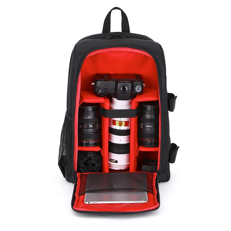 JINNUOLANG Unisex Photograph Waterproof Backpack Camera Shoulders Bags Nylon Case Fit 15.6\'\' Laptop Travel Outdoor DSLR Mochila