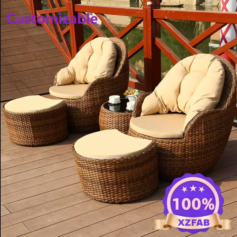 Factory Direct 2026 Rattan tables and chairs casual rattan chair three-piece set