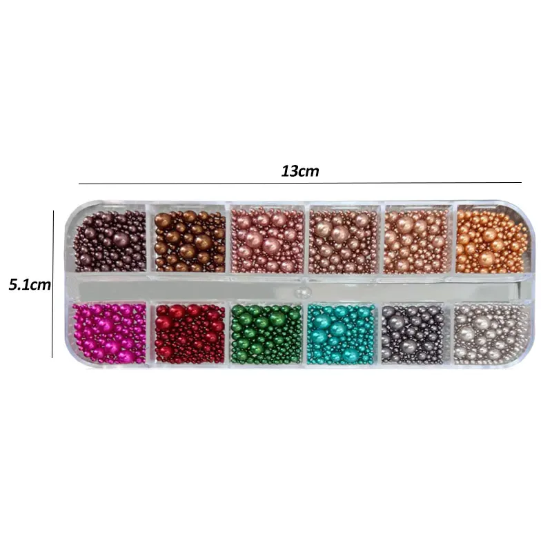 12/6 griglie Natale rosso/verde perla strass per unghie formato misto 3D perline rotonde colorate ciondoli per unghie accessori per manicure fai da te