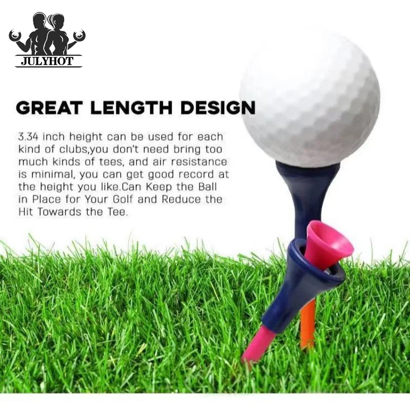 10Pcs Plastic Double-layer Golf Tees Multi Color 83mm Durable Rubber Cushion Top Golf Ball Holder Golf Accessories