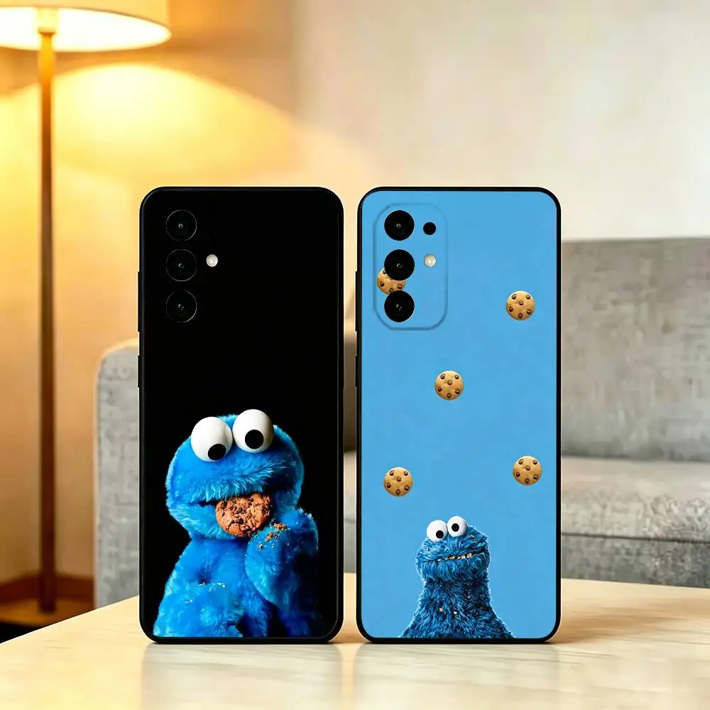 Cute C-Cookie Monster Phone Case Soft black For Samsung S25,S24,S21,S22,S23,S30,Ultra,S20,Plus,Fe,Lite