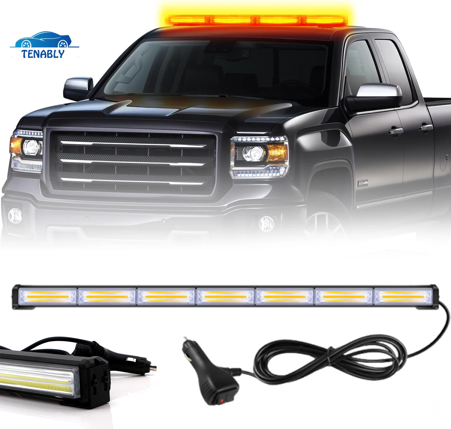 12-24V COB Strobe Light Bar Car Warning Emergency Beacon Safety Police Strobe Lights Amber Red Blue Flashing Light for Truck SUV