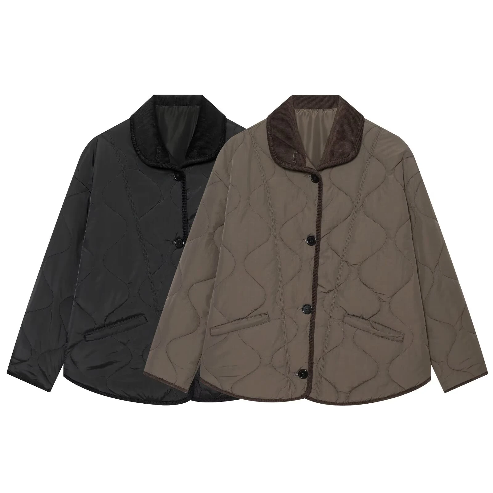 European and American style women's clothing 2026 new autumn outfit casual high neck wave stitched detail jacket jacket