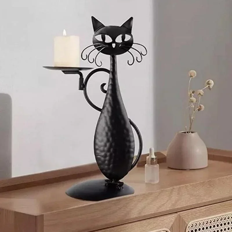 Vintage Black Cat Candlestick Home Decoration Candlestick Home Metal Cat Decoration Candlestick Decoration Room Decoration