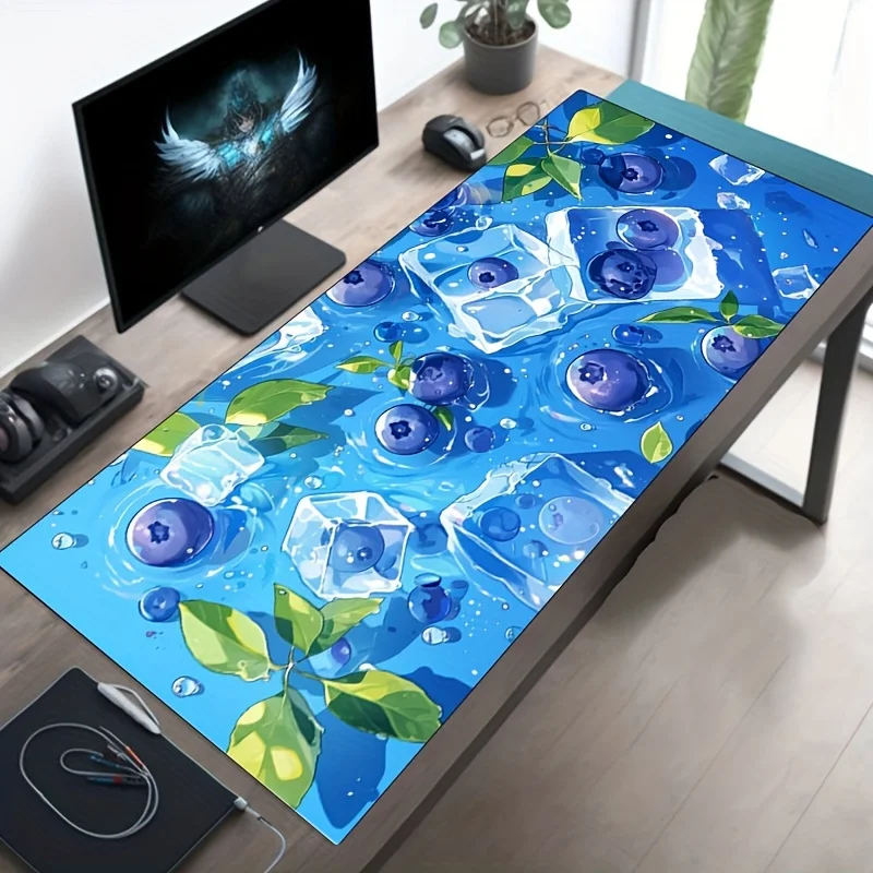 Cool Fruit Ice Cube Design Gaming Large Mouse Pad 90x40cm with Non-Slip Rubber Base Stitched Edges for Desk Mat for Office game